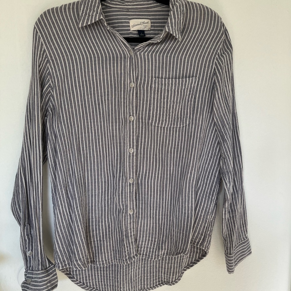 Grey and White Button Down Shirt
